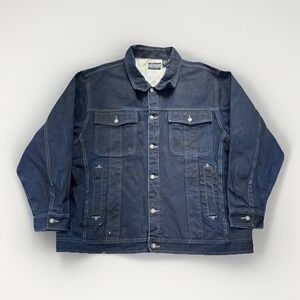 Vintage Enyce‎ Denim Jacket Mens 3XL Y2K Jean Hip Hop Over Dye Blue Cotton Baggy